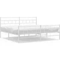 Syfax Cadre de lit métal sans matelas et pied de lit blanc 200x200 cm