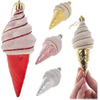 Kadax Boules de Noël en plastique, crème glacée, 4 pièces