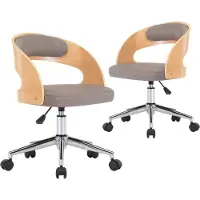 Syfax Chaises pivotantes à manger lot de 2 taupe bois courbé et tissu