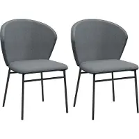HOMCOM Lot de 2 chaises de salle à manger, chaise de cuisine, assise rembourrée en tissu aspect lin, pieds en acier stable, chaise de salle de bureau, design moderne, gris