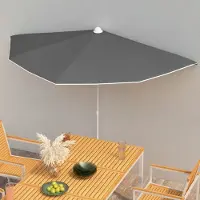 Prolenta Maison Exclusive - Parasol demi-ronde avec mât 180 x 90 cm, anthracite