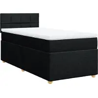 vidaXL Lit Boxspring avec matelas Tissu noir