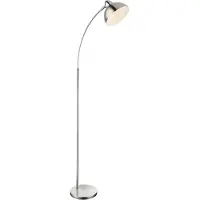 Globo Lighting Lampadaire en métal nickel mat, chromé, métal nickel mat, blanc, interrupteur à pédale dans le câble, LxlxH : 500x230x1550mm, longueur du câble 1800mm, excl. 1x E27 40W 230V
