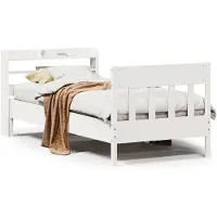 vidaXL Lit en pin massif sans matelas blanc 75x190 cm