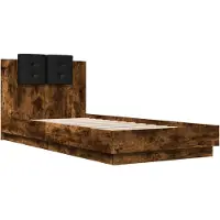 vidaXL Cadre de lit avec tête de lit chêne fumé 100x200 cm bois composite