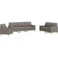 vidaXL Ensemble de canapés 3 pièces avec coussins décoratifs Tissu taupe