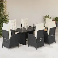 Prolenta Maison Exclusive - Ensemble à manger de jardin coussins 7pcs Noir Résine tressée