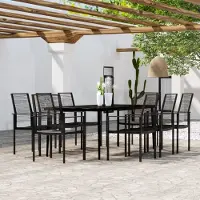 Prolenta Maison Exclusive - Ensemble de salle à manger de jardin 9 pièces noir
