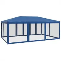 Syfax Tente de fête avec 10 parois latérales en maille bleu 6x4m PEHD