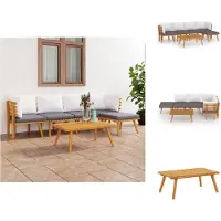 vidaXL Ensemble de salon de jardin 6 pièces avec coussins en bois massif d'acacia - Ensembles de meubles de jardin