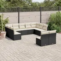 Prolenta Maison Exclusive - Salon de jardin 11 pcs avec coussins noir résine tressée