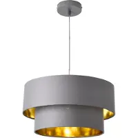 Lux.pro Suspension E27 Plafonnier Suspension 40 cm Métal Tissu Gris Or []