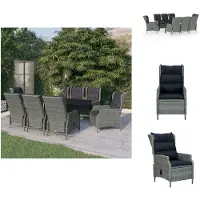 vidaXL Ensemble de jardin 9 pièces gris clair - Ensemble de meubles de jardin