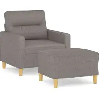 vidaXL Fauteuil avec pouf Taupe 60 cm Tissu
