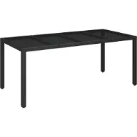 Syfax Table de jardin dessus en verre Noir 190x90x75cm Résine tressée