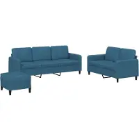 Syfax Ensemble de canapés 3 pcs bleu velours
