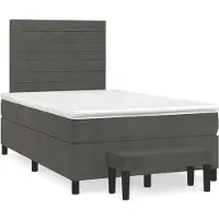 vidaXL Lit boxspring avec matelas gris foncé 120x190 cm velours