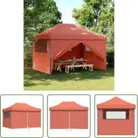 The Living Store Tente de réception Pop-Up pliante avec 4 panneaux latéraux rouge terracotta