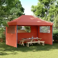 Prolenta Maison Exclusive - Tente de réception pliable Pop-Up avec 3 panneaux latéraux, couleur terre cuite
