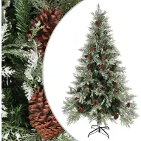 Prolenta Maison Exclusive - Sapin de Noël avec décorations en forme de cônes, vert et blanc, 195 cm, PVC et PE