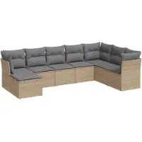 vidaXL Ensemble de jardin canapé 8 pièces avec coussins Beige Poly Rattan