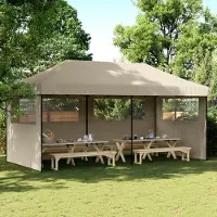vidaXL Tente de réception pratique Pop-Up pliable avec 3 parties latérales Taupe - Pavillons & Tentes de réception ,design Möbel 7762657 1parcel