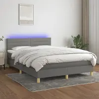 Prolenta Maison Exclusive - Sommier à lattes de lit et matelas et LED Gris foncé 140x200 cm