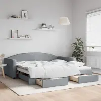 Prolenta Maison Exclusive - Canapé-lit convertible avec tiroirs, gris clair, 100 x 200 cm, tissu