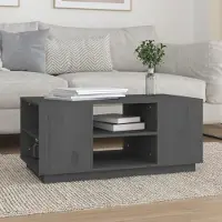 Prolenta Maison Exclusive - Table basse grise 90x49x40,5 cm en pin massif