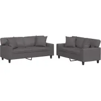 vidaXL Ensemble de canapés 2 pièces avec coussins Gris Similicuir