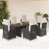 Prolenta Maison Exclusive - Ensemble à manger de jardin coussins 7pcs Noir Résine tressée
