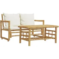 Syfax Ensemble de canapés de jardin 2 pièces avec coussins en bambou