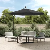 Prolenta Maison Exclusive - Parasol à pied déporté avec éclairage LED et mât en acier 300 cm anthracite