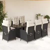 Prolenta Maison Exclusive - Ensemble à manger de jardin 9pcs coussins noir résine tressée