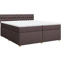 vidaXL Lit boxspring avec matelas brun foncé 200x200 cm Tissu