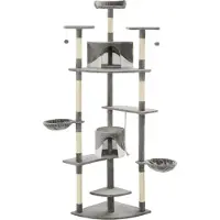 Syfax Arbre à chat avec griffoirs en sisal 203 cm Gris et Blanc