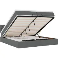 vidaXL Lit ottoman avec matelas & LEDs gris foncé 200x200 cm Tissu