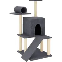 Syfax Arbre à chat avec griffoirs en sisal gris foncé 110,5 cm