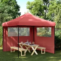 Prolenta Maison Exclusive - Tente de réception pliable Pop-Up avec 2 panneaux latéraux, rouge bordeaux