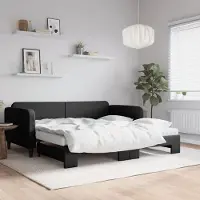 Prolenta Maison Exclusive - Canapé-lit convertible avec matelas noir 100 x 200 cm en tissu