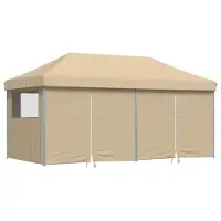 vidaXL Tente de réception Pop-Up pliante avec 4 panneaux latéraux Beige