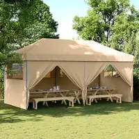 Prolenta Maison Exclusive - Tente de réception pliable Pop-Up avec 4 panneaux latéraux, beige