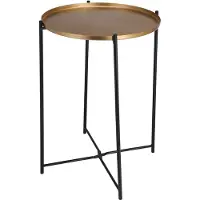 H&S Table d'appui avec plateau doré 47 cm