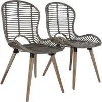 Syfax Chaises à manger lot de 2 marron rotin naturel