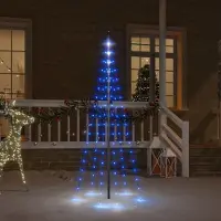 Prolenta Arbre de Noël LED exclusif pour mât de drapeau, couleur bleu, 108 LED, 180 cm