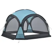 Pro-Tec Pavillon dôme Grästorp Tente événementielle avec LED Tente de réception y compris éclairage avec module solaire Tente de fête étanche 3,45 x 3,45 x 2,47 m bleu clair