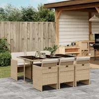 Prolenta Maison Exclusive - Ensemble à manger de jardin et coussins 7 pcs beige poly rotin