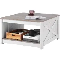 Vevor Table basse table basse style ferme, table basse carrée avec compartiment de rangement ouvert, supporte une charge de 81,7 kg table de cocktail rustique en bois