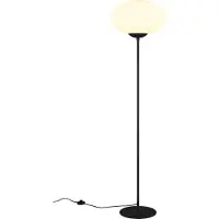 TRIO Lampadaire minimaliste noir avec abat-jour en verre blanc elliptique pour salon ou chambre à coucher 150 cm 1xE27 15W FOMENTO