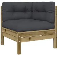 vidaXL Canapé d'angle de jardin avec coussins Pin imprégné